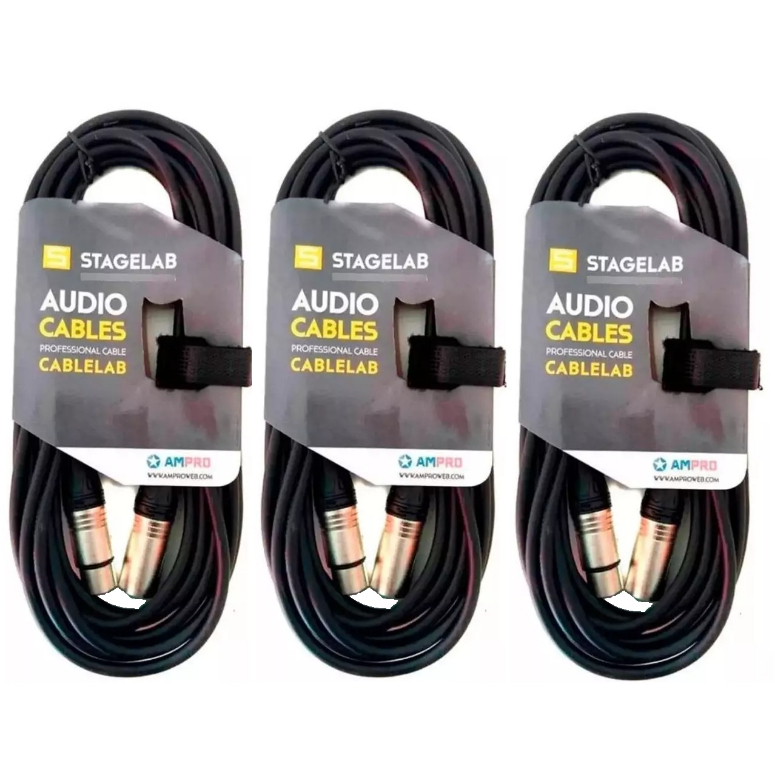 3 cables de microfono de 3 mt XMX F3
